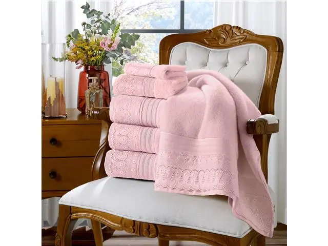 Kit Toalha Soc.30x50 Cristal Renascenca 3309 Rosa Petala 2pc