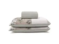 Jogo Cama Solteiro Basic Rolinho Est.Scarlet Cinza 2pc - 3