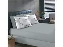 Jogo Cama King Basic Rolinho Est.Scarlet Cinza 3pc