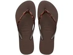 Chinelo Havaianas Slim Glitter Ii Café Tam 39-40