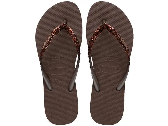 Chinelo Havaianas Slim Glitter Ii Café Tam 41-42