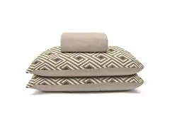 Jogo de Cama Casal Buettner Basic Estampado Denis Bege 3 Peças