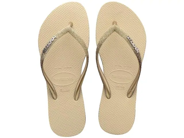 Chinelo Havaianas Slim Sparkle Me Areia Tam 33-34