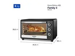 Forno Elétrico Mondial Family II 42L Preto/Inox 1600W 110V - 7