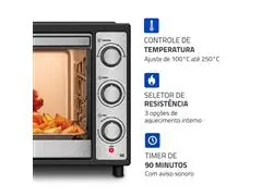 Forno Elétrico Mondial Family Grill 52L Preto/Inox 2000W 220V - 4