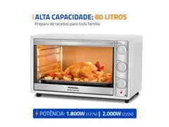 Forno Elétrico Mondial Family Grill 60L Branco/Inox 1800W 110V - 1