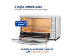 Forno Elétrico Mondial Family Grill 60L Branco/Inox 2000W 220V - 5