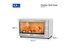 Forno Elétrico Mondial Family Grill 60L Branco/Inox 2000W 220V - 7