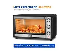 Forno Elétrico Mondial Family Grill 60L Preto/Inox 1800W 110V - 1