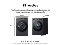 Lava e Seca Smart LG 18kg Black Inox com AI DD™ 2.0 220W - 3