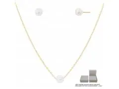 Conjunto cadeado Morana com pérolas dourado 40cm + 5cm - 0