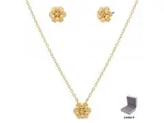 Conjunto flor Morana cadeado dourado 35cm + 5cm