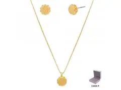 Conjunto Morana veneziana dourado 40cm + 5cm
