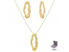 Conjunto longo Morana zircônias veneziana dourado - 0
