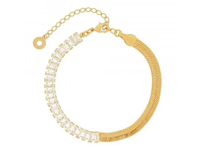 Pulseira snake Morana zircônias baguete dourado