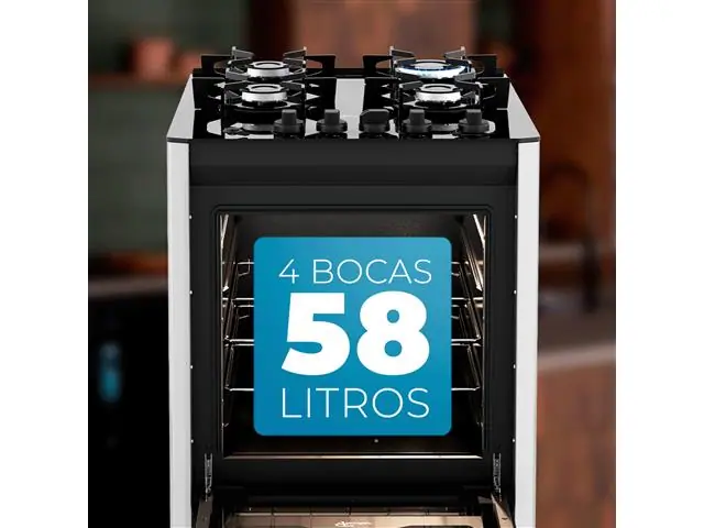 Fogão de Piso Fischer 4 Bc FIT LINE Gás Trempe IRON Bivolt Silver
