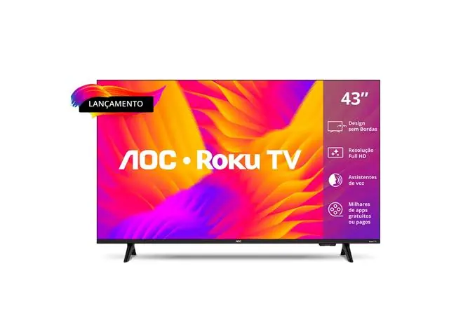 Smart TV 43 AOC 43S5155/78G Full HD LED Wi-Fi Roku TV Dolby Audio