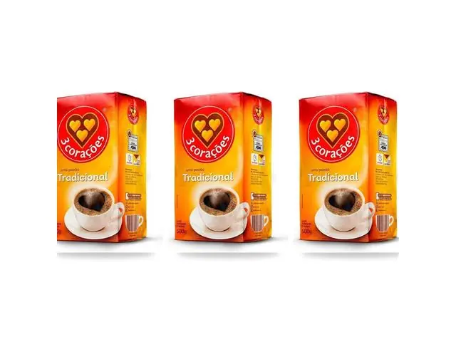 Combo 3 Cafés 3 Corações Tradicional 500g Torrado e Moído
