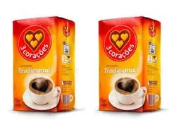 Combo 2 Cafés 3 Corações Tradicional 500g Torrado e Moído