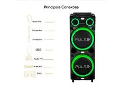 Caixa de Som Pulse Torre Double 12"pol LED 2700w - Bivolt - 4