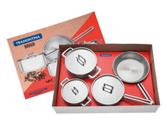 Jogo de Panelas Tramontina Brava Aço Inox com Fundo Triplo 4 Peças - 1