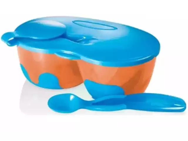 Marmita Infantil com Divisória e Colher Multikids Azul