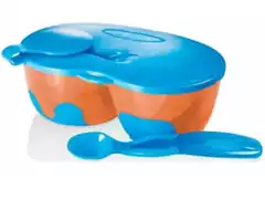 Marmita Infantil com Divisória e Colher Multikids Azul