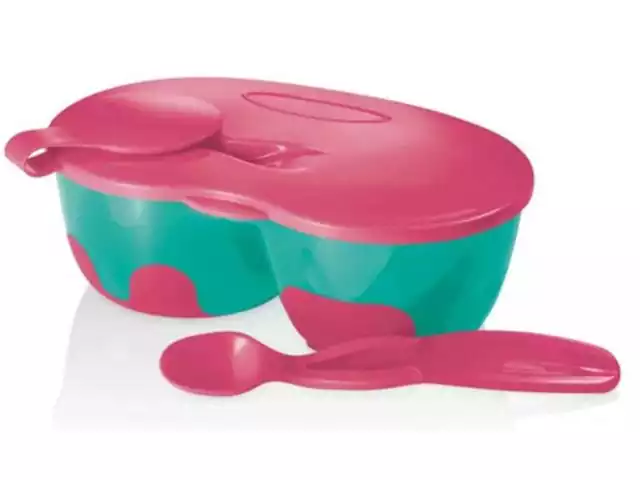 Marmita Infantil com Divisória e Colher Multikids Rosa