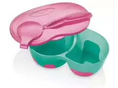 Marmita Infantil com Divisória e Colher Multikids Rosa - 1