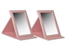 Kit com Espelhos Rosa em Couro - 2 Unidades