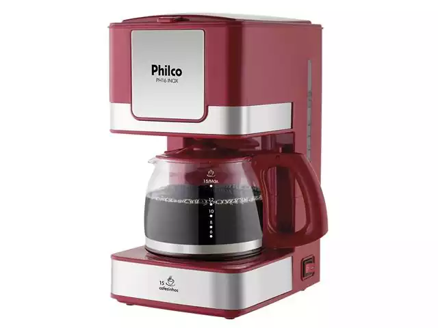 Cafeteira Elétrica Philco PH16 Vermelha e Inox 15 Xícaras 550W