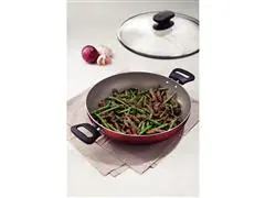 Panela Wok Tramontina Antiaderente com Tampa de Vidro Vermelha Ø 28CM - 1