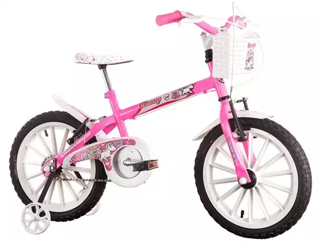 Bicicleta Infantil Track Bikes Monny com Cestinha Aro 16 Rosa