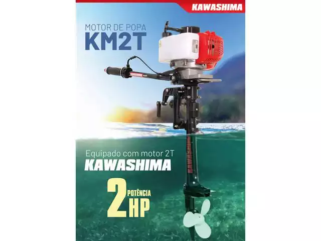 Motor de Popa Kawashima KM2T com Motor 2HP à Gasolina