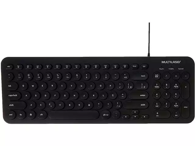 Teclado Multimídia Multilaser TC234 Teclas Redondas USB Preto