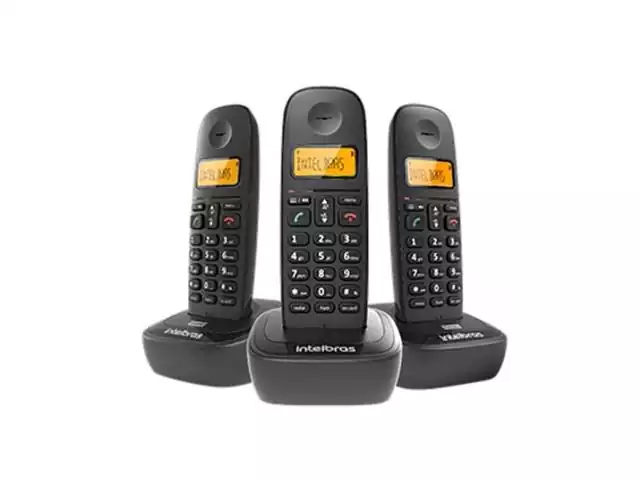 Combo Telefone sem Fio com 2 Ramais Adicionais Intelbras TS 2513 Preto