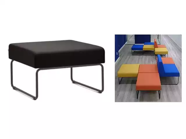 Poltrona Pix Modulo 01 Lugar Sem Encosto Tecido Preto Estrutura Preta