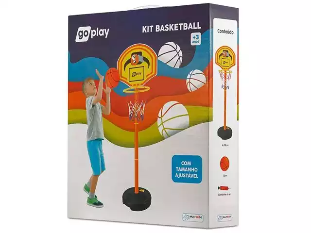 Kit Basquete Multilaser Go Play com Pedestal Ajustável Bola e Bomba