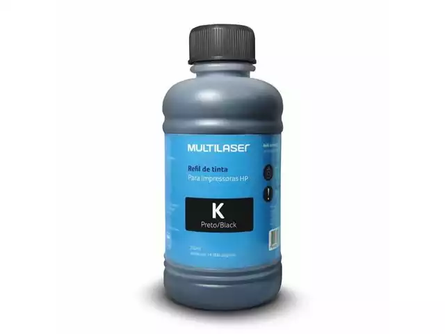 Refil de Tinta Multilaser Para Cartucho Impressoras HP 250ML Preta