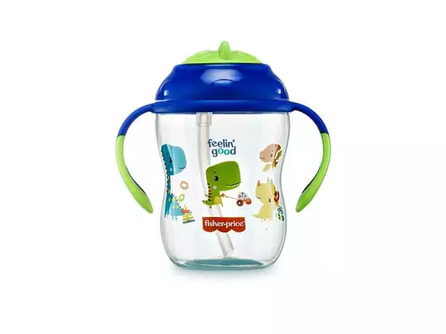 Copo de Treinamento com Canudo First Moments Azul Blueberry Smoothie