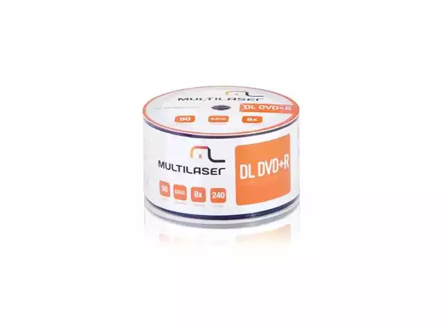 Mídia DVD+R Multilaser Dual Layer Shrink 8.5GB Imprimível 50 Uni DV047