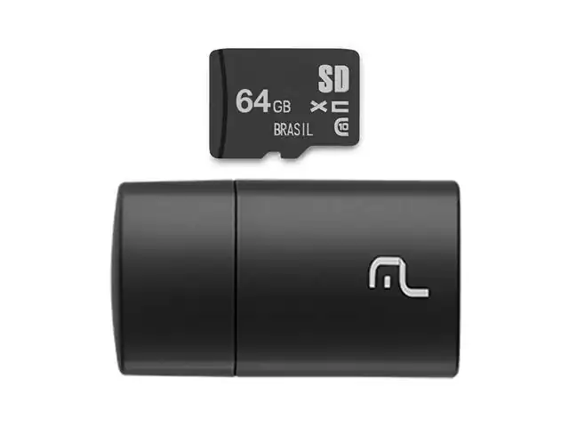 Pen Drive 2 em 1 Leitor USB + Cartão de Memória 64GB Multilaser MC164