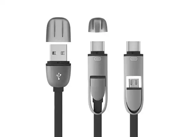 Cabo 2 Em 1 Tyce C e Micro USB Cabo Flat 1,5M Preto Multilaser WI350