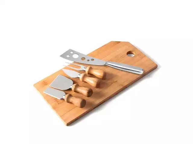 Conjunto para Queijo em Bambu e Inox Welf 6 Peças