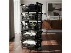 Cesto Expositor Presto Empilhável 5 Unidades 57x28x42cm Preto - 3