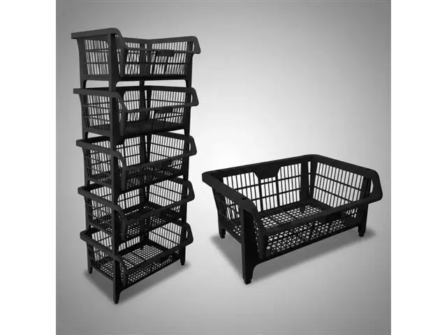 Cesto Expositor Presto Empilhável 5 Unidades 57x28x42cm Preto