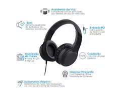 Headphone com Fio Motorola Moto XT120 Som HD e Microfone Preto - 3