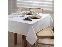 Toalha de Mesa Damask Tessi Jacquard Adamascado 160 x 160cm Branco - 0